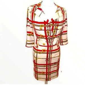 VINTAGE WOMANS DRESS "BELTS
BUCKLES AND BITS" PATTERN VERY
FLATTERING AND CLASSY